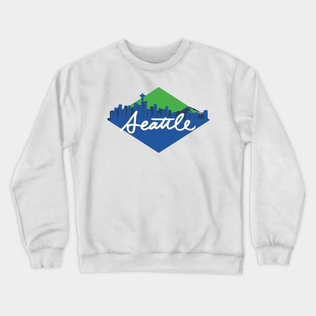 Seattle Cursive Skyline Crewneck Sweatshirt by polliadesign